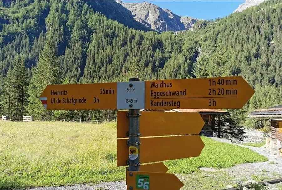 Gelber Wegweiser bei Selden