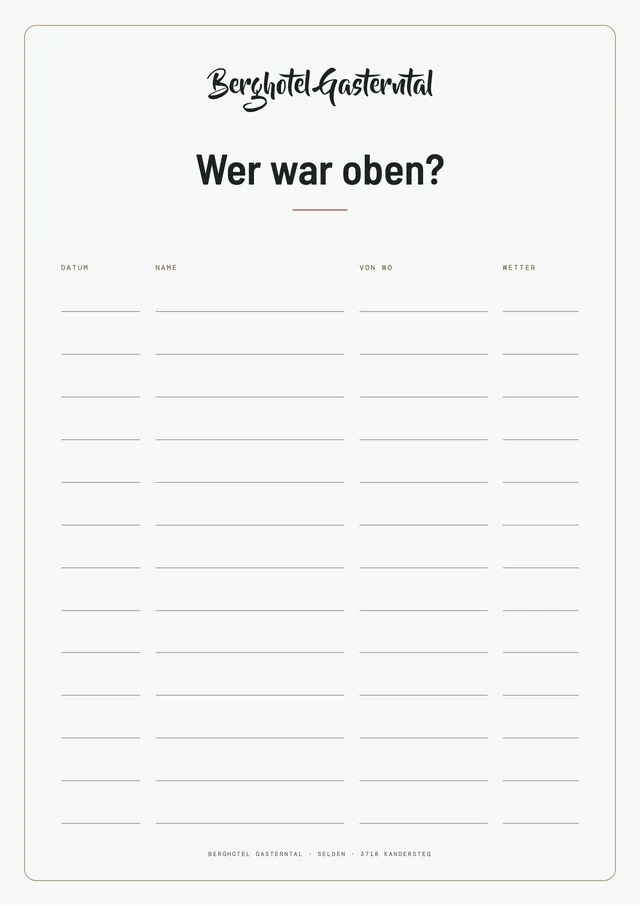 Blatt fürs Gästebuch